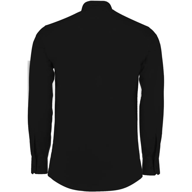 Black - Back - Kustom Kit Mens Long Sleeve Tailored Poplin Shirt