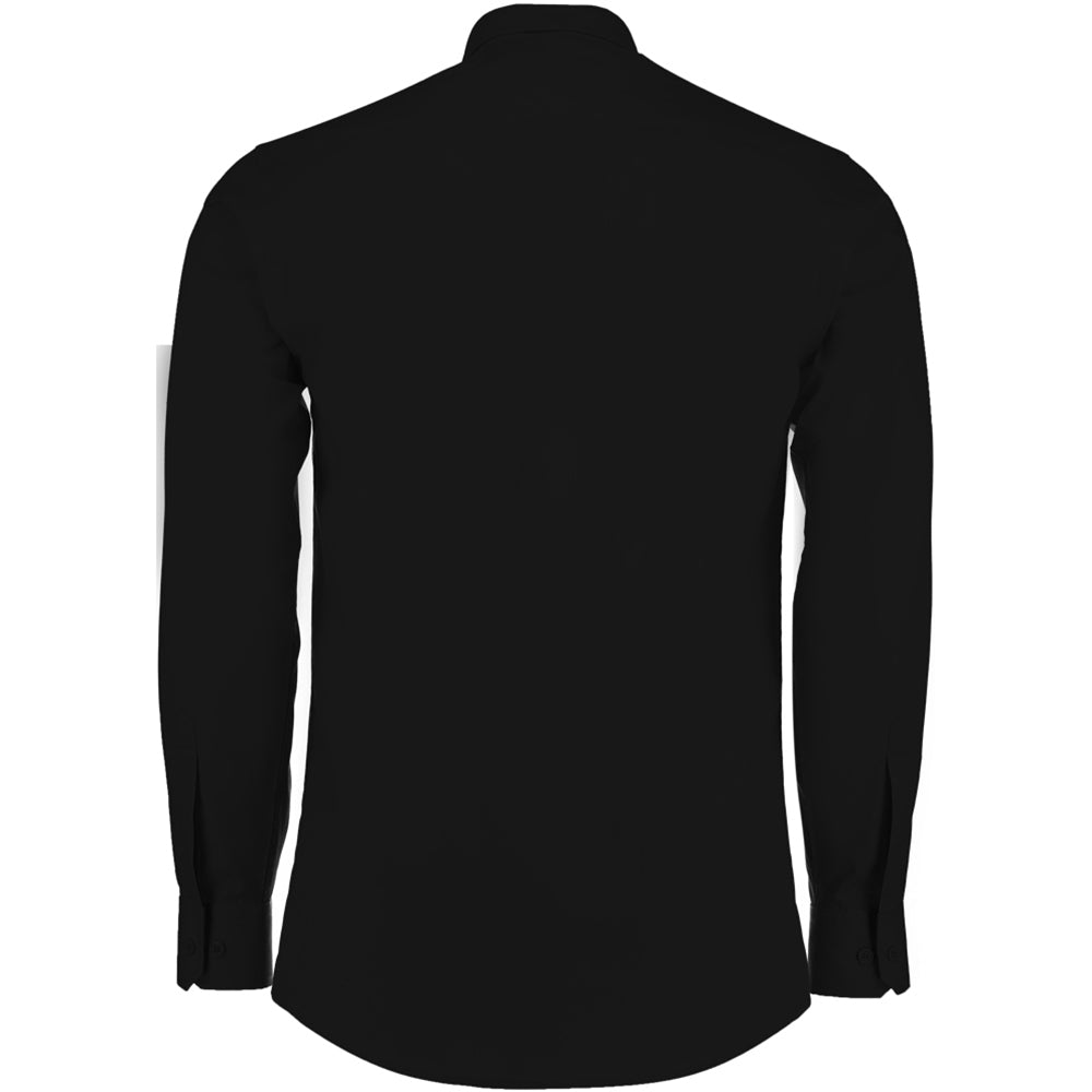 Black - Back - Kustom Kit Mens Long Sleeve Tailored Poplin Shirt
