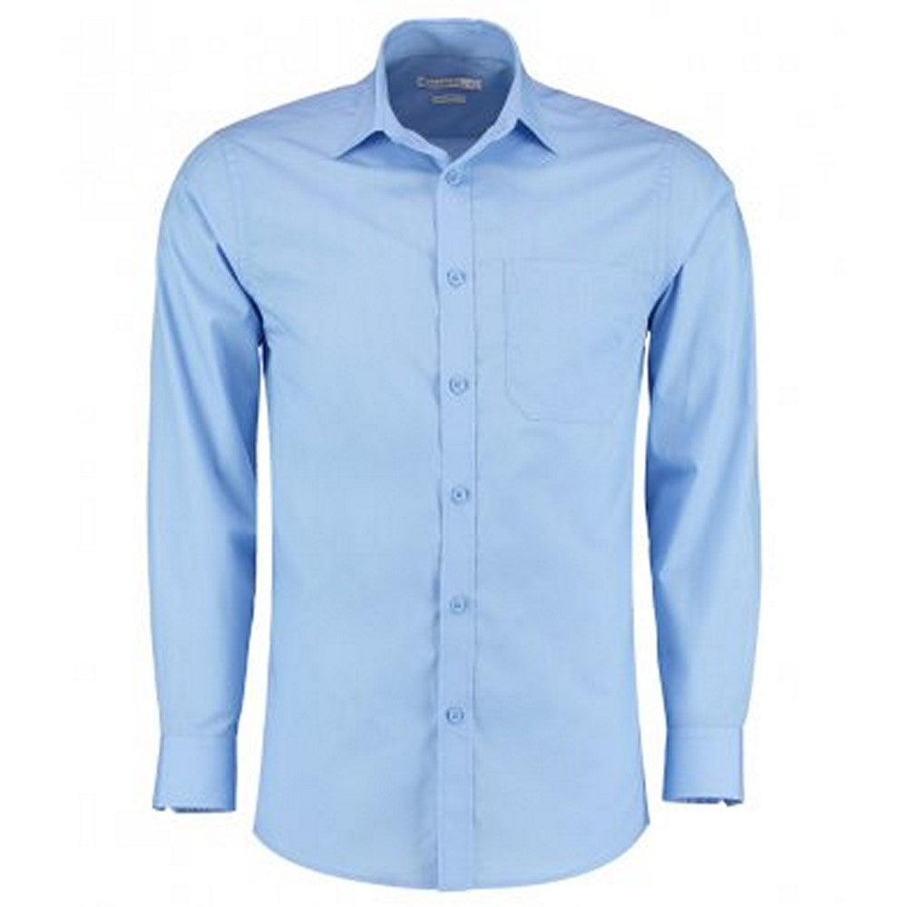 Light Blue - Front - Kustom Kit Mens Long Sleeve Tailored Poplin Shirt