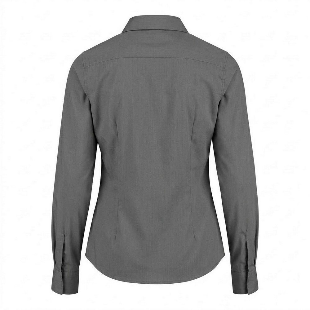 Graphite - Back - Kustom Kit Womens-Ladies Long Sleeve Tailored Poplin Shirt