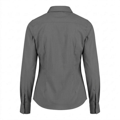 Graphite - Back - Kustom Kit Womens-Ladies Long Sleeve Tailored Poplin Shirt