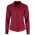Claret - Front - Kustom Kit Womens-Ladies Long Sleeve Tailored Poplin Shirt