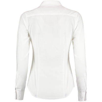 White - Back - Kustom Kit Womens-Ladies Long Sleeve Tailored Poplin Shirt