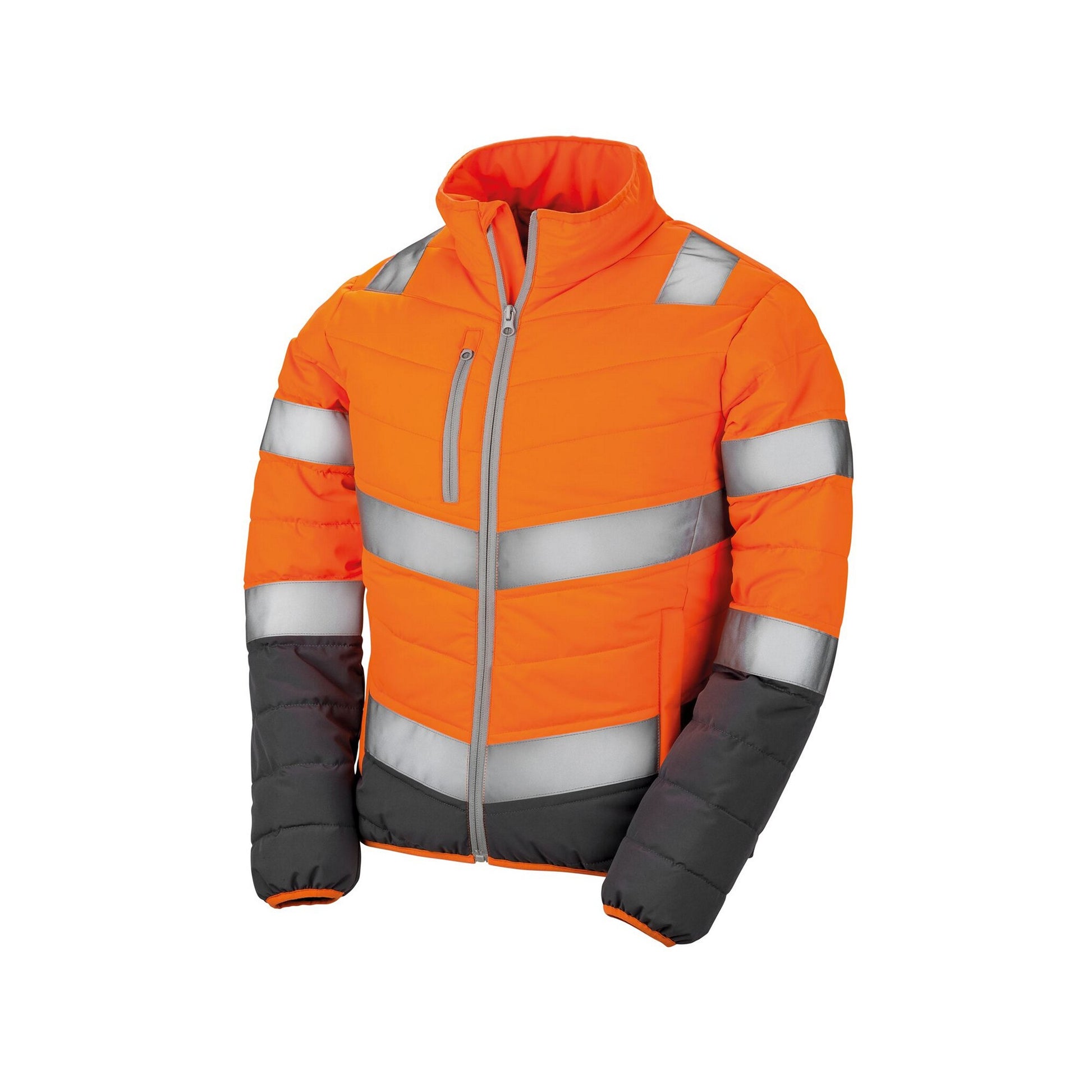 Fluorescent Orange-Grey - Front - Result Womens-Ladies Safe-Guard Soft Safety Jacket
