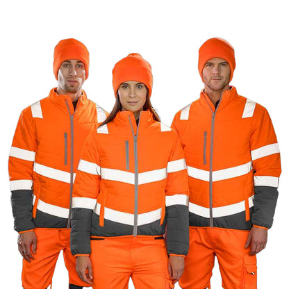 Fluorescent Orange-Grey - Side - Result Womens-Ladies Safe-Guard Soft Safety Jacket