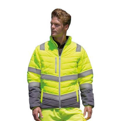 Fluorescent Yellow-Grey - Side - Result Mens Safe-Guard Soft Safety Jacket