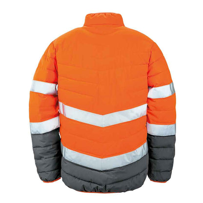 Fluorescent Orange-Grey - Back - Result Mens Safe-Guard Soft Safety Jacket
