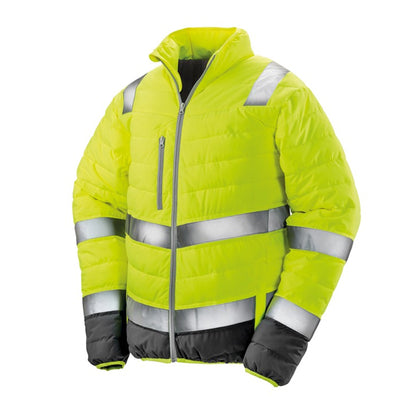 Fluorescent Yellow-Grey - Front - Result Mens Safe-Guard Soft Safety Jacket