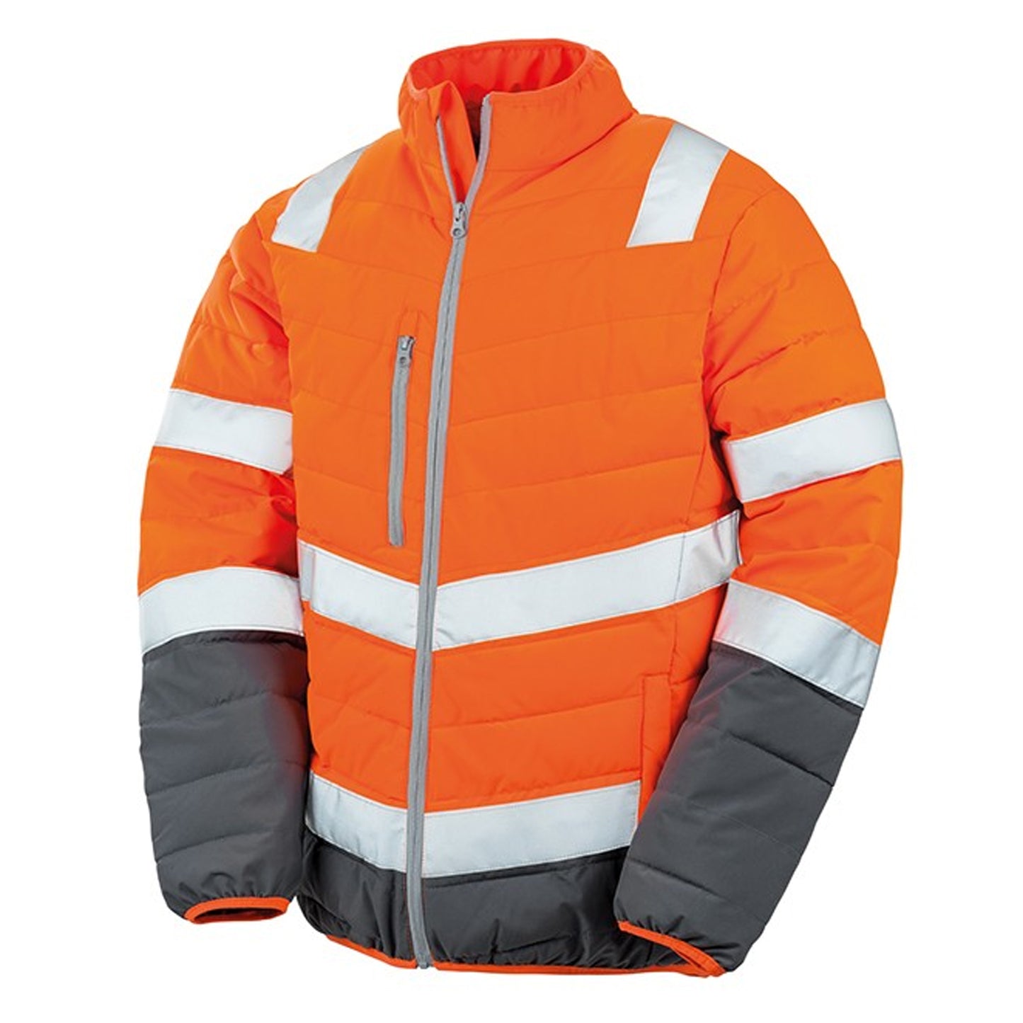 Fluorescent Orange-Grey - Front - Result Mens Safe-Guard Soft Safety Jacket