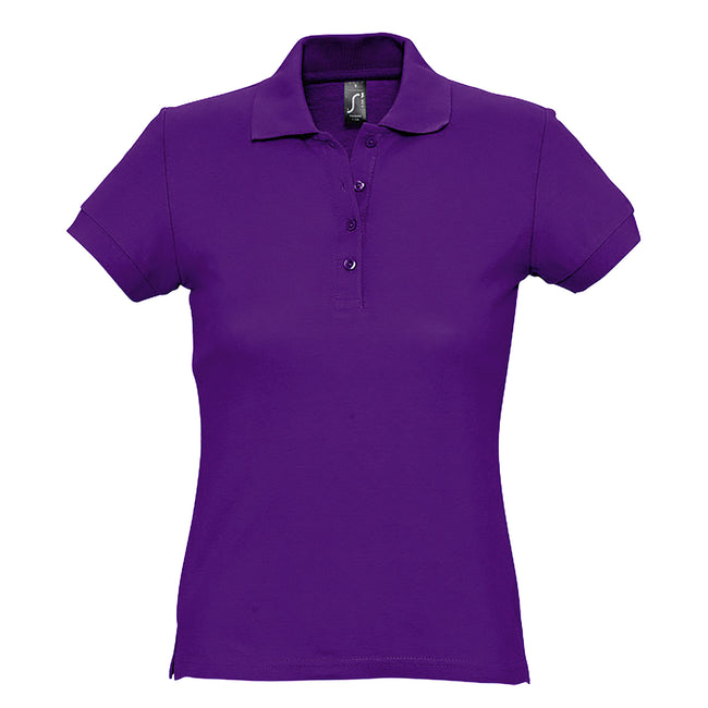 Dark Purple - Front - SOLS Womens-Ladies Passion Pique Short Sleeve Polo Shirt