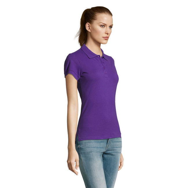 Dark Purple - Lifestyle - SOLS Womens-Ladies Passion Pique Short Sleeve Polo Shirt