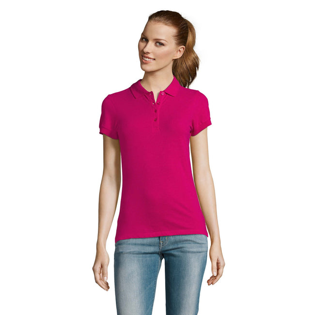 Fuchsia - Back - SOLS Womens-Ladies Passion Pique Short Sleeve Polo Shirt