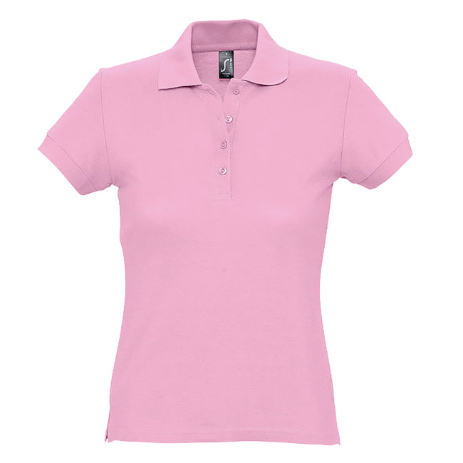 Pink - Front - SOLS Womens-Ladies Passion Pique Short Sleeve Polo Shirt