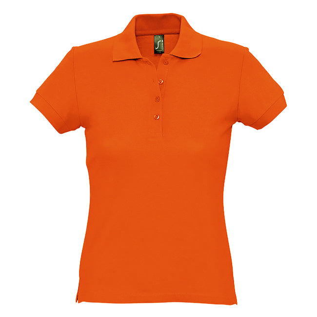 Orange - Front - SOLS Womens-Ladies Passion Pique Short Sleeve Polo Shirt