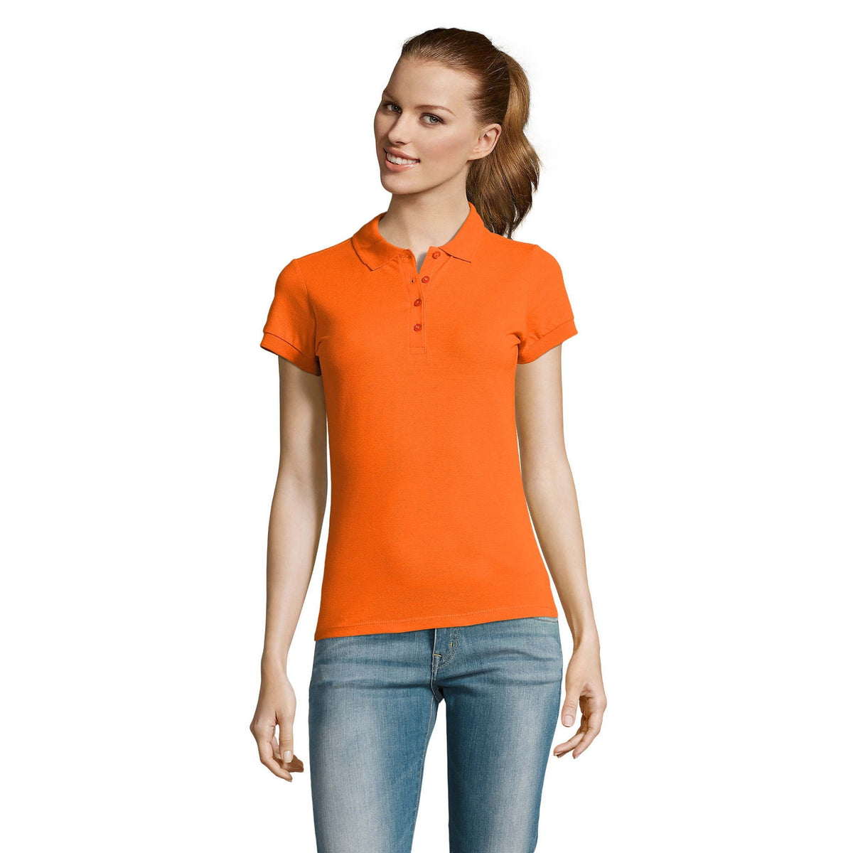 Orange - Back - SOLS Womens-Ladies Passion Pique Short Sleeve Polo Shirt
