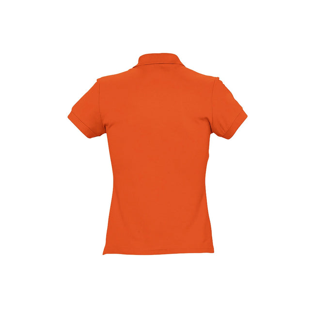 Orange - Side - SOLS Womens-Ladies Passion Pique Short Sleeve Polo Shirt