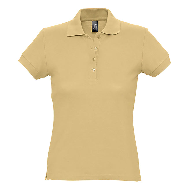 Sand - Front - SOLS Womens-Ladies Passion Pique Short Sleeve Polo Shirt