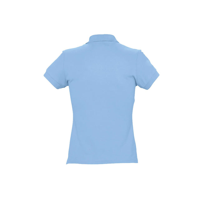 Sky Blue - Side - SOLS Womens-Ladies Passion Pique Short Sleeve Polo Shirt