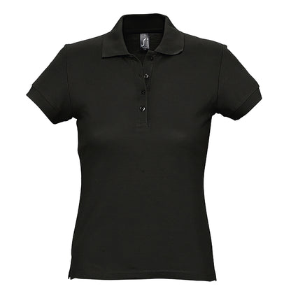 Black - Front - SOLS Womens-Ladies Passion Pique Short Sleeve Polo Shirt