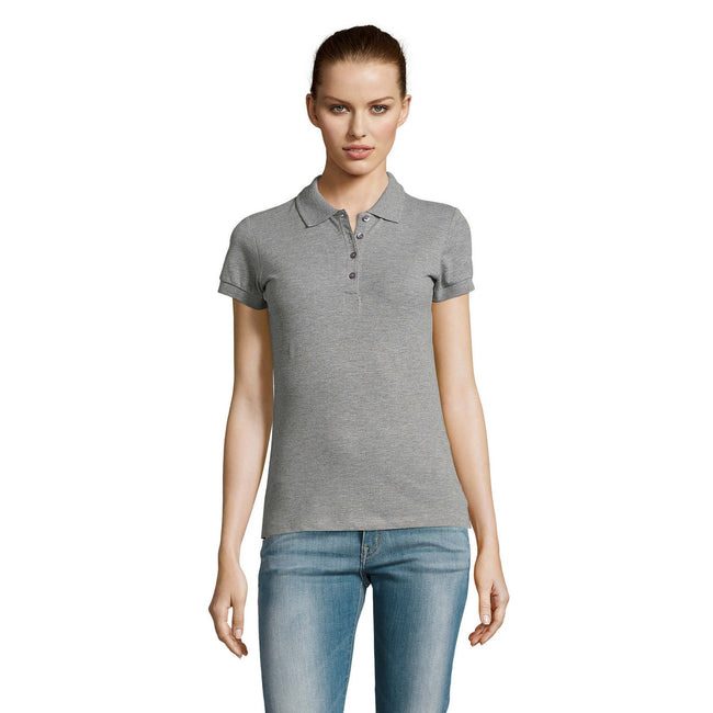 Grey Marl - Back - SOLS Womens-Ladies Passion Pique Short Sleeve Polo Shirt