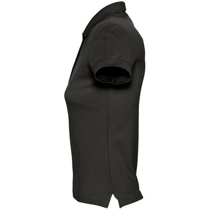 Black - Side - SOLS Womens-Ladies Passion Pique Short Sleeve Polo Shirt