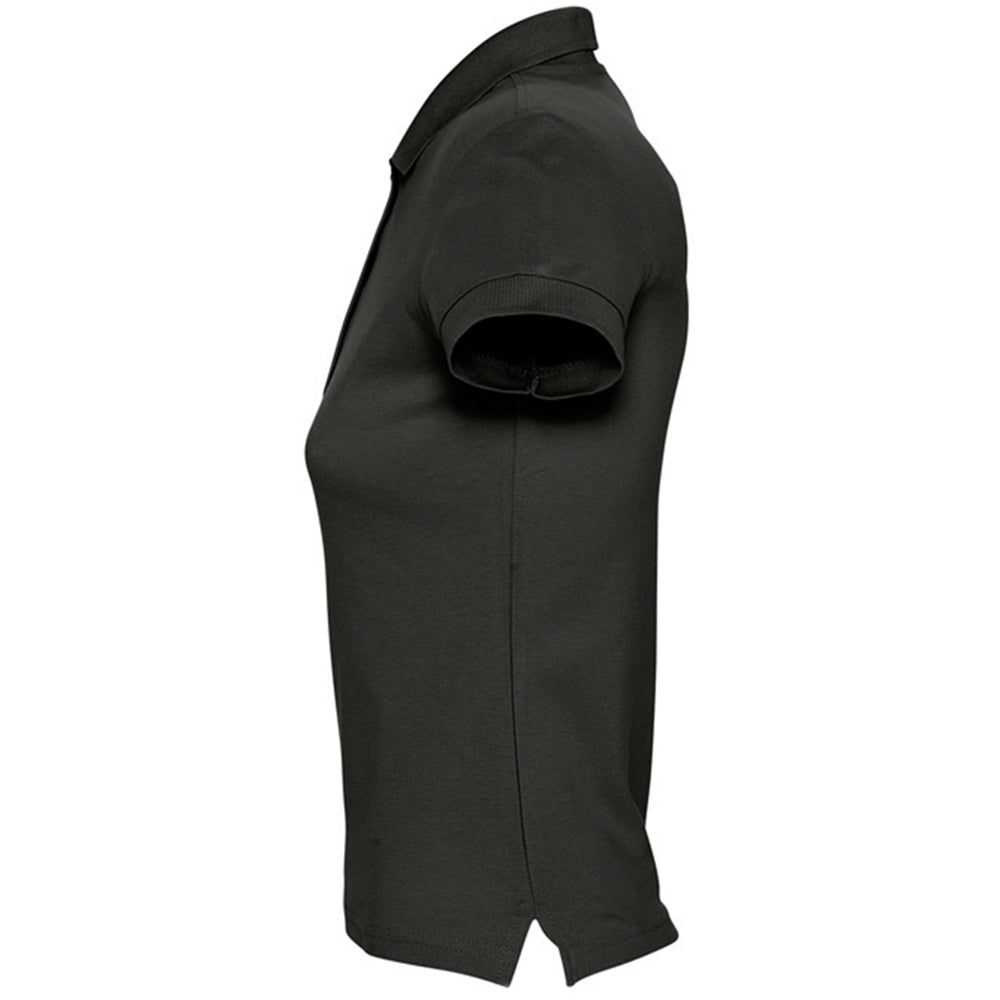 Black - Side - SOLS Womens-Ladies Passion Pique Short Sleeve Polo Shirt