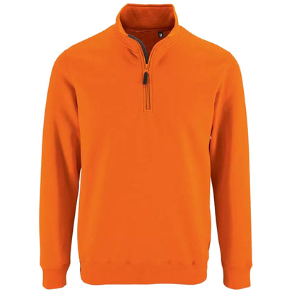 Orange - Front - SOLS Mens Stan Contrast Zip Neck Sweatshirt