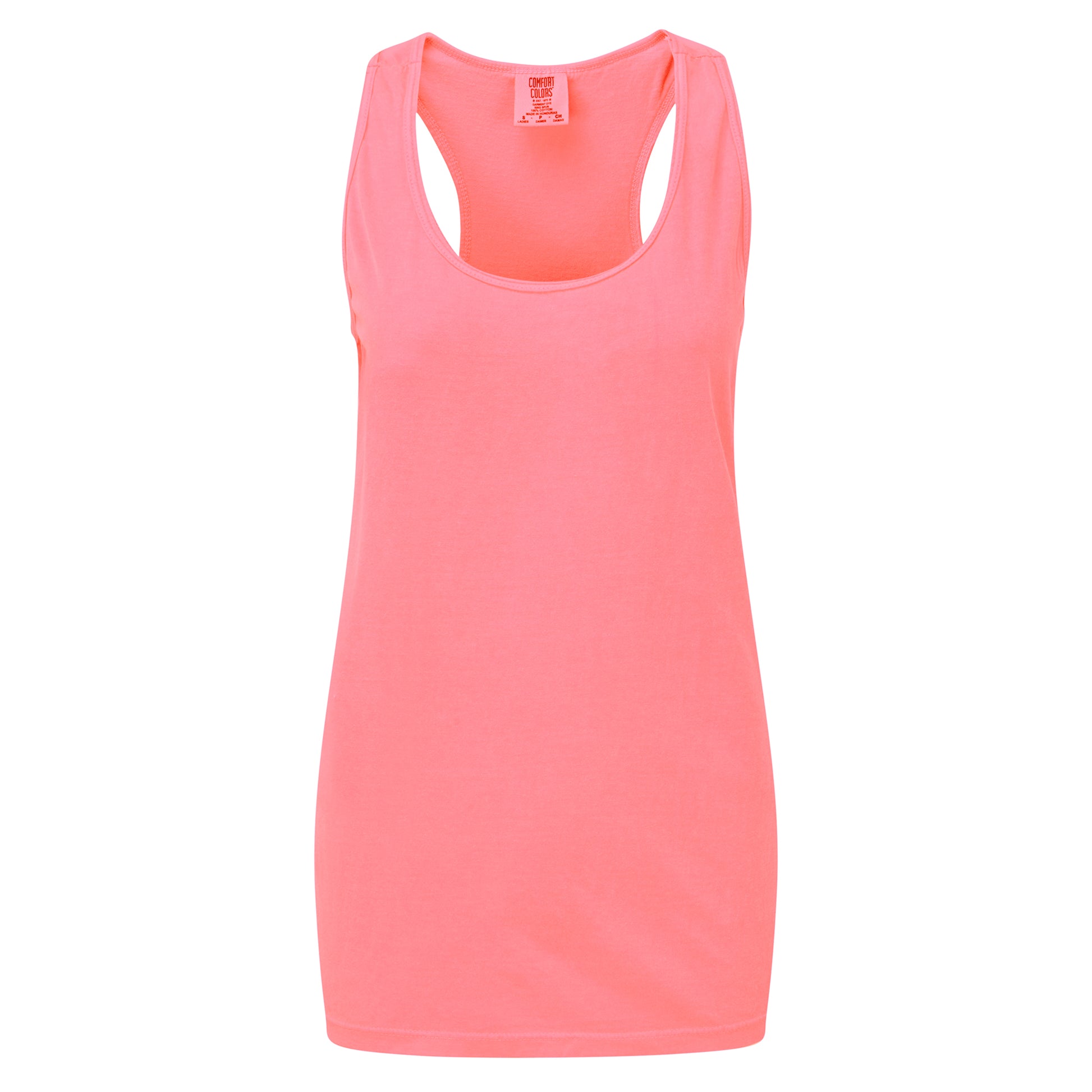 Neon Pink - Front - Comfort Colors Womens-Ladies Racer Back Sleeveless Vest