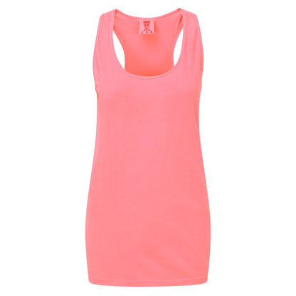 Neon Pink - Front - Comfort Colors Womens-Ladies Racer Back Sleeveless Vest