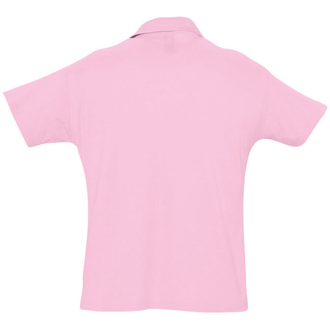 Pink - Back - SOLS Mens Summer II Pique Short Sleeve Polo Shirt