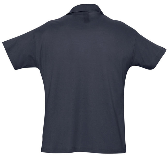 Navy - Side - SOLS Mens Summer II Pique Short Sleeve Polo Shirt