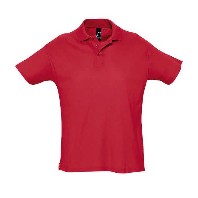 Red - Front - SOLS Mens Summer II Pique Short Sleeve Polo Shirt