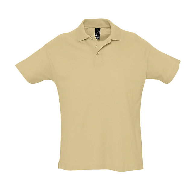 Sand - Front - SOLS Mens Summer II Pique Short Sleeve Polo Shirt