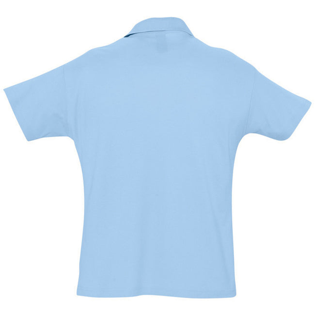 Sky Blue - Back - SOLS Mens Summer II Pique Short Sleeve Polo Shirt