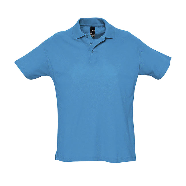 Aqua - Front - SOLS Mens Summer II Pique Short Sleeve Polo Shirt