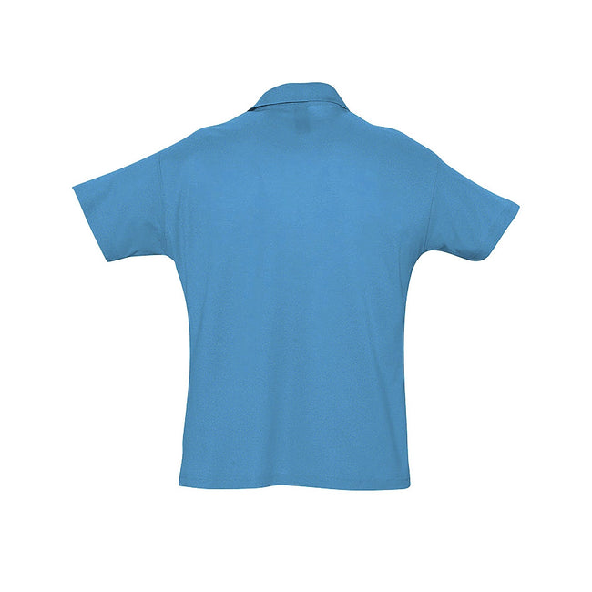 Aqua - Side - SOLS Mens Summer II Pique Short Sleeve Polo Shirt