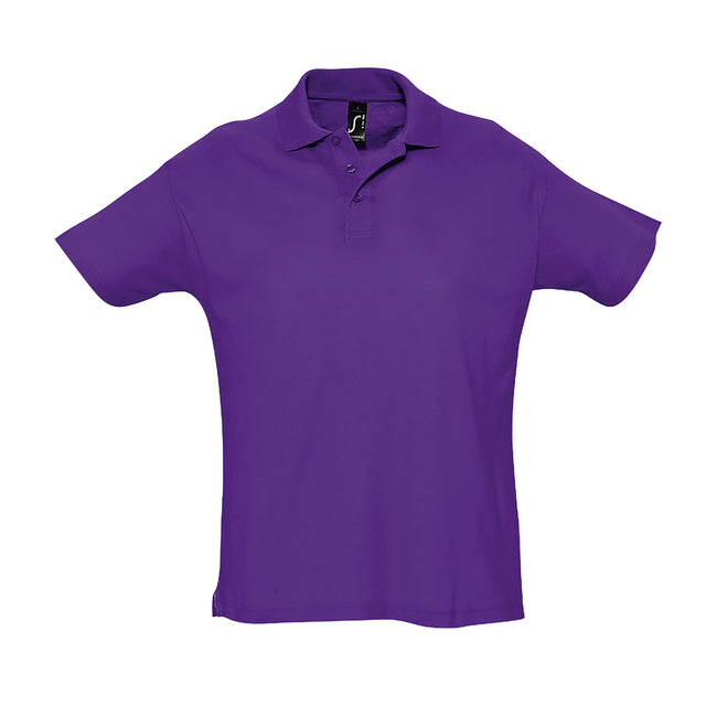 Dark Purple - Front - SOLS Mens Summer II Pique Short Sleeve Polo Shirt