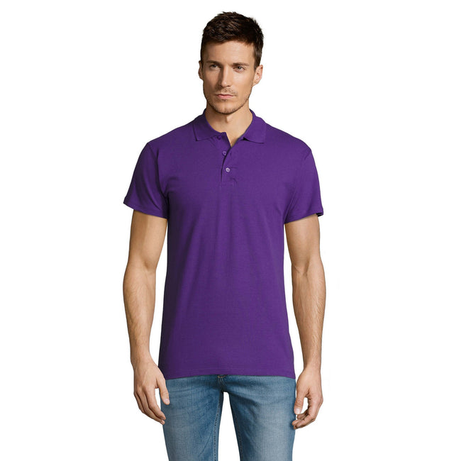 Dark Purple - Back - SOLS Mens Summer II Pique Short Sleeve Polo Shirt