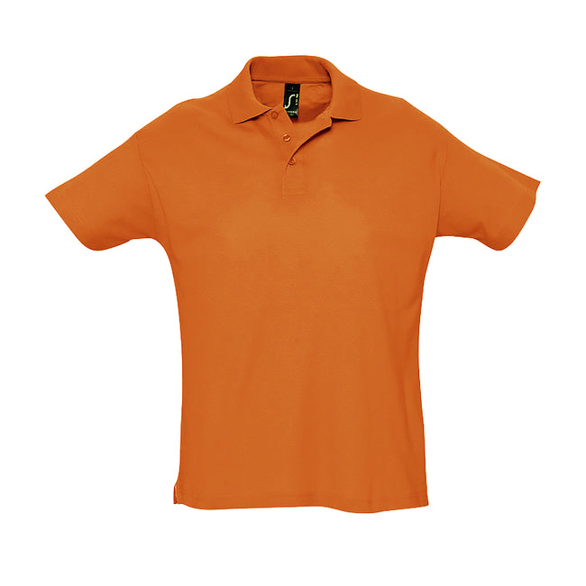 Orange - Front - SOLS Mens Summer II Pique Short Sleeve Polo Shirt