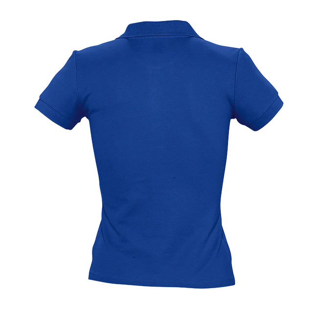 Royal Blue - Side - SOLS Womens-Ladies People Pique Short Sleeve Cotton Polo Shirt