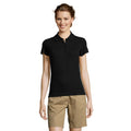 Black - Back - SOLS Womens-Ladies People Pique Short Sleeve Cotton Polo Shirt
