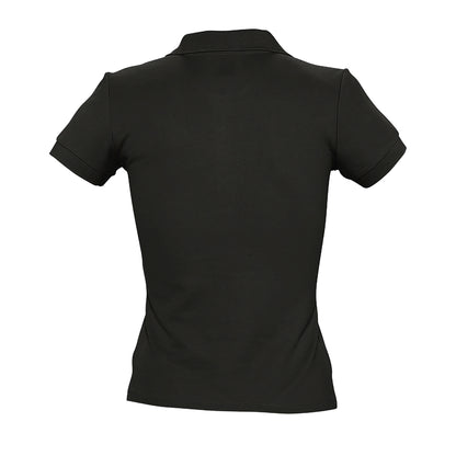 Black - Pack Shot - SOLS Womens-Ladies People Pique Short-Sleeved Polo Shirt