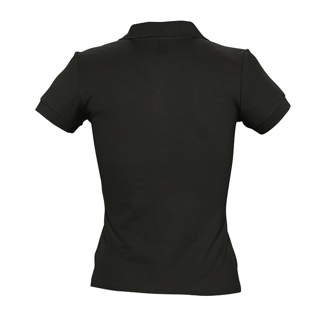 Black - Pack Shot - SOLS Womens-Ladies People Pique Short-Sleeved Polo Shirt