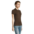 Chocolate - Side - SOLS Womens-Ladies People Pique Short Sleeve Cotton Polo Shirt