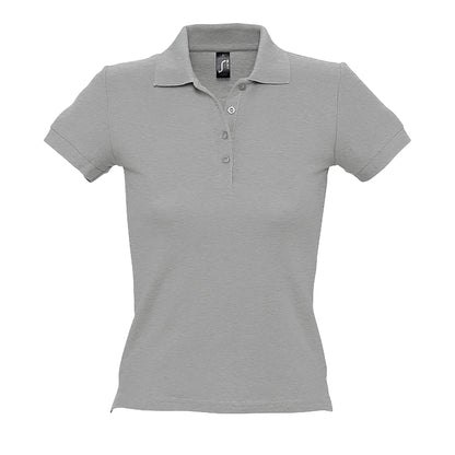 Grey Marl - Front - SOLS Womens-Ladies People Pique Short-Sleeved Polo Shirt