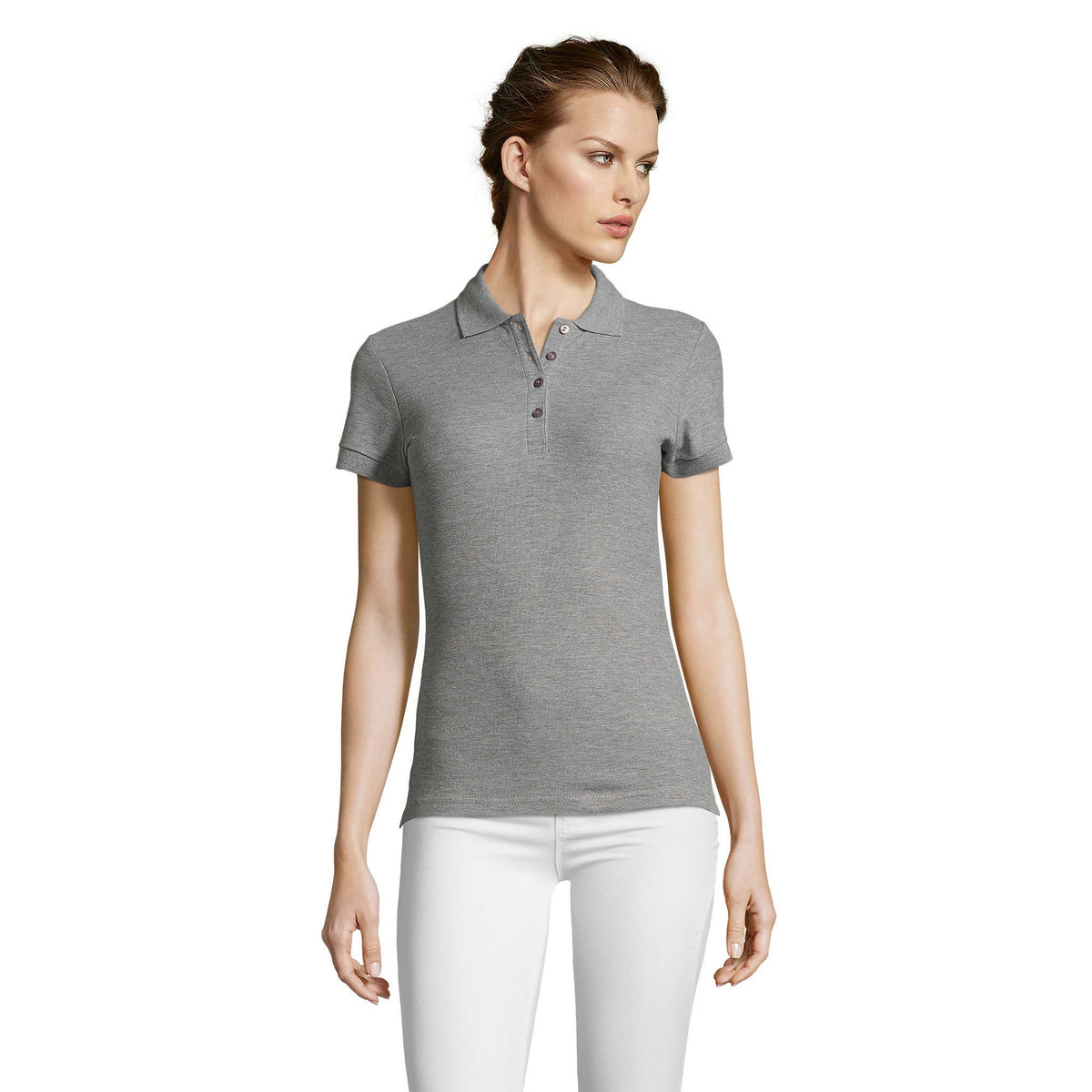 Grey Marl - Back - SOLS Womens-Ladies People Pique Short-Sleeved Polo Shirt