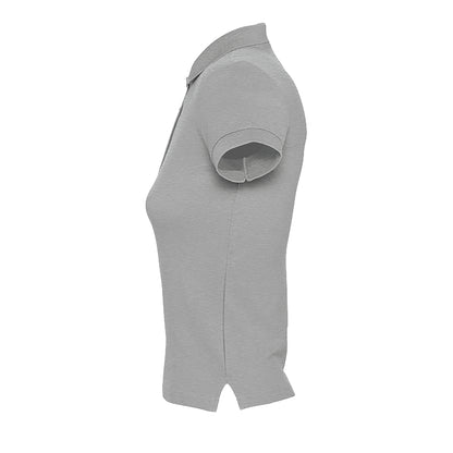 Grey Marl - Close up - SOLS Womens-Ladies People Pique Short-Sleeved Polo Shirt