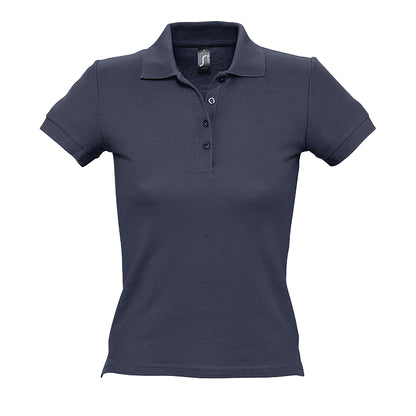 Navy - Front - SOLS Womens-Ladies People Pique Short-Sleeved Polo Shirt