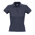 Navy - Front - SOLS Womens-Ladies People Pique Short Sleeve Cotton Polo Shirt
