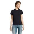 Navy - Back - SOLS Womens-Ladies People Pique Short Sleeve Cotton Polo Shirt